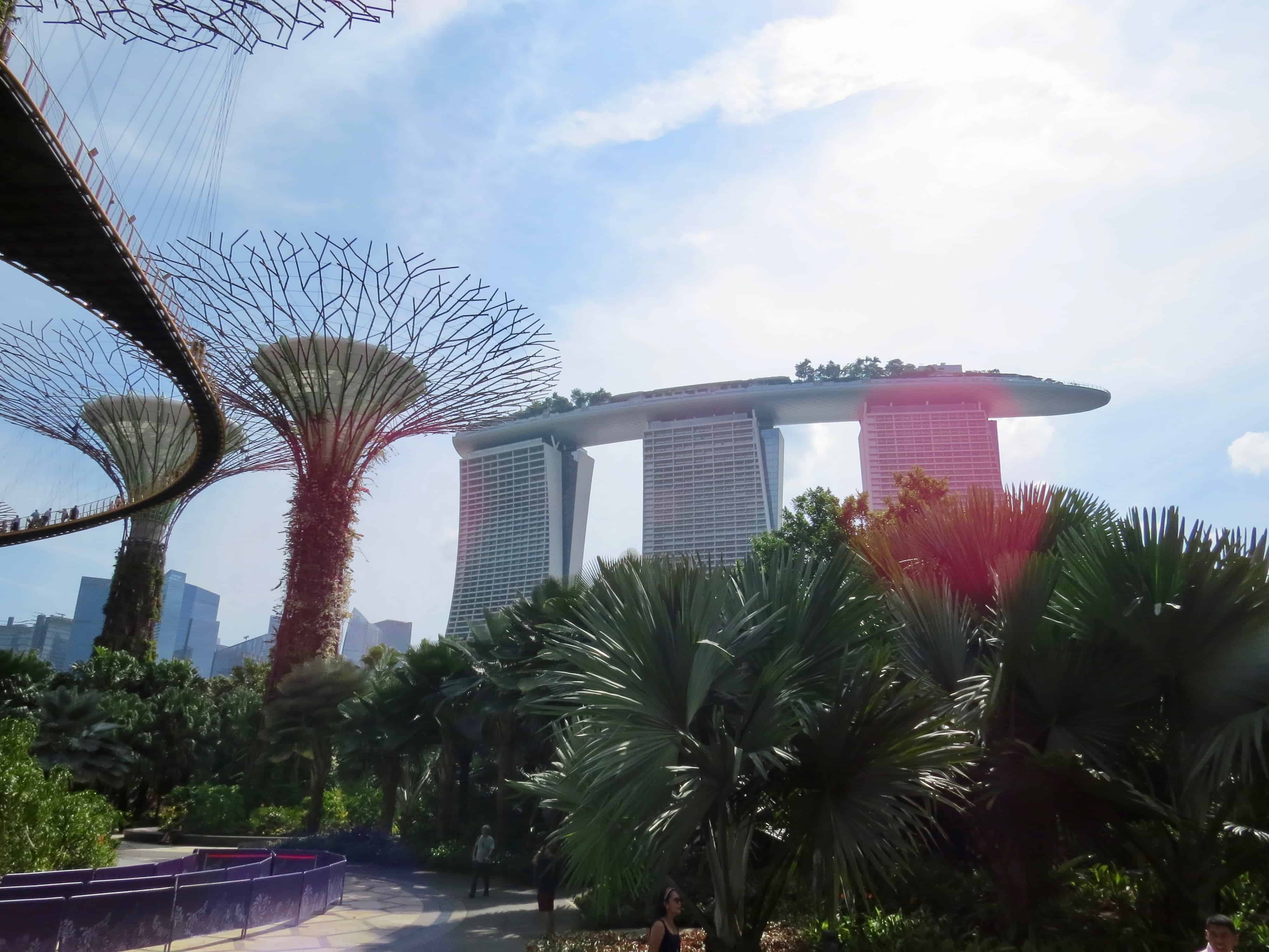 Marina Bay Sands hotel as seen from Gardens By The Bay in downtown Singapore