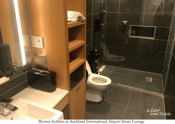 Shower facilities at Auckland International Airport Strata Lounge
