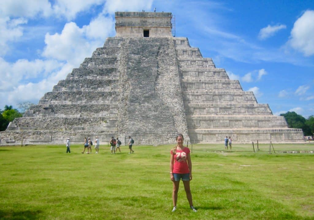 Joannda at Chichen Itza El Castillo pyramid
