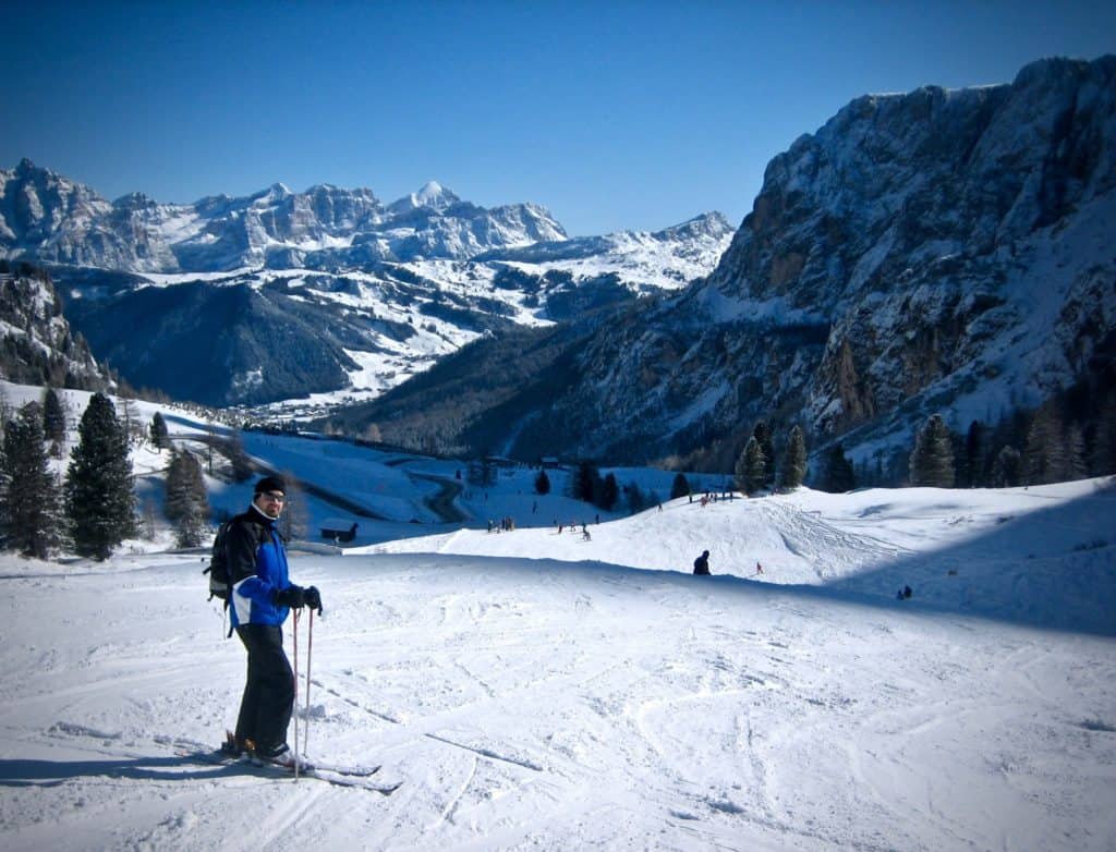 Skiing Sella Ronda Dolomites