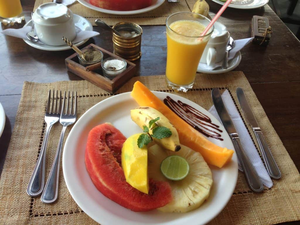 Fresh fruit amazing breakfast at House of Spices in Stone Town Zanzibar Tanzania