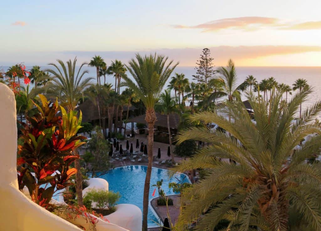 Views across the sea from hotel room in Costa Adeje Tenerife