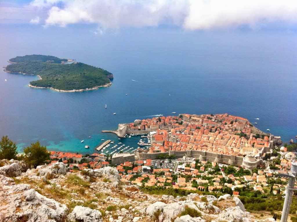 View of Dubrovnik, Croatia from the top of Srđ mountain