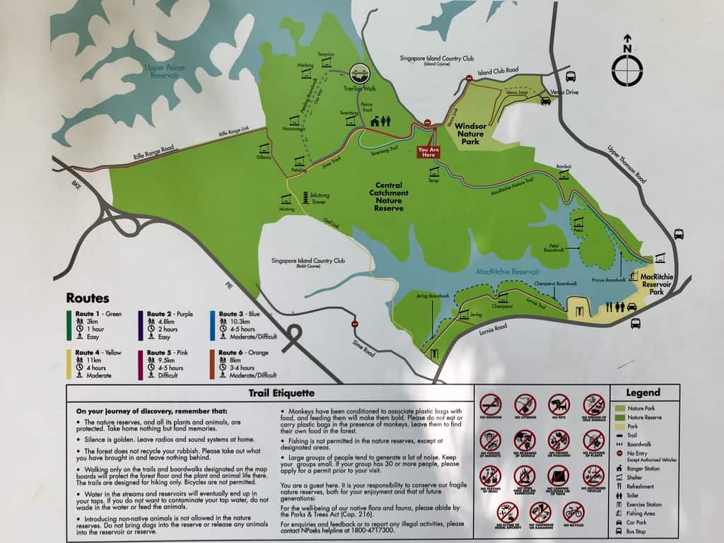 MacRitchie Reservoir Park Central Catchment Trail Map