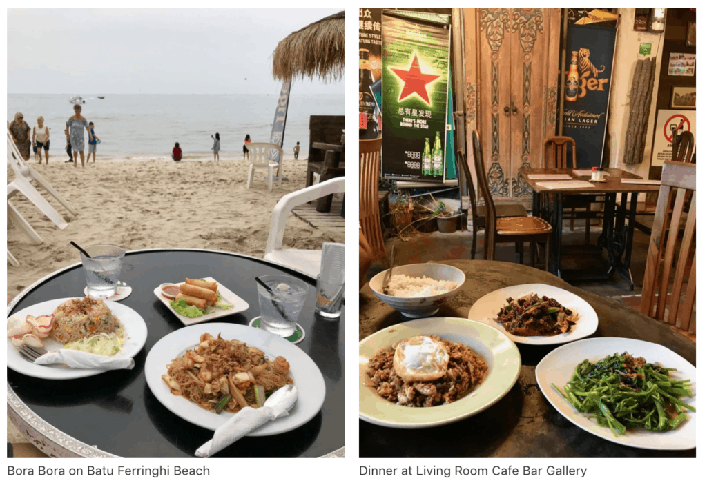 where to eat in Batu Ferringhi - Bora Bora and Living Room Cafe Bar Gallery