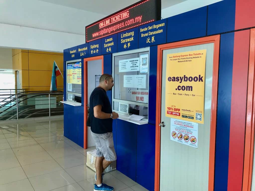Buying bus ticket from kota kinabalu to brunei in person at KK Sentral bus station