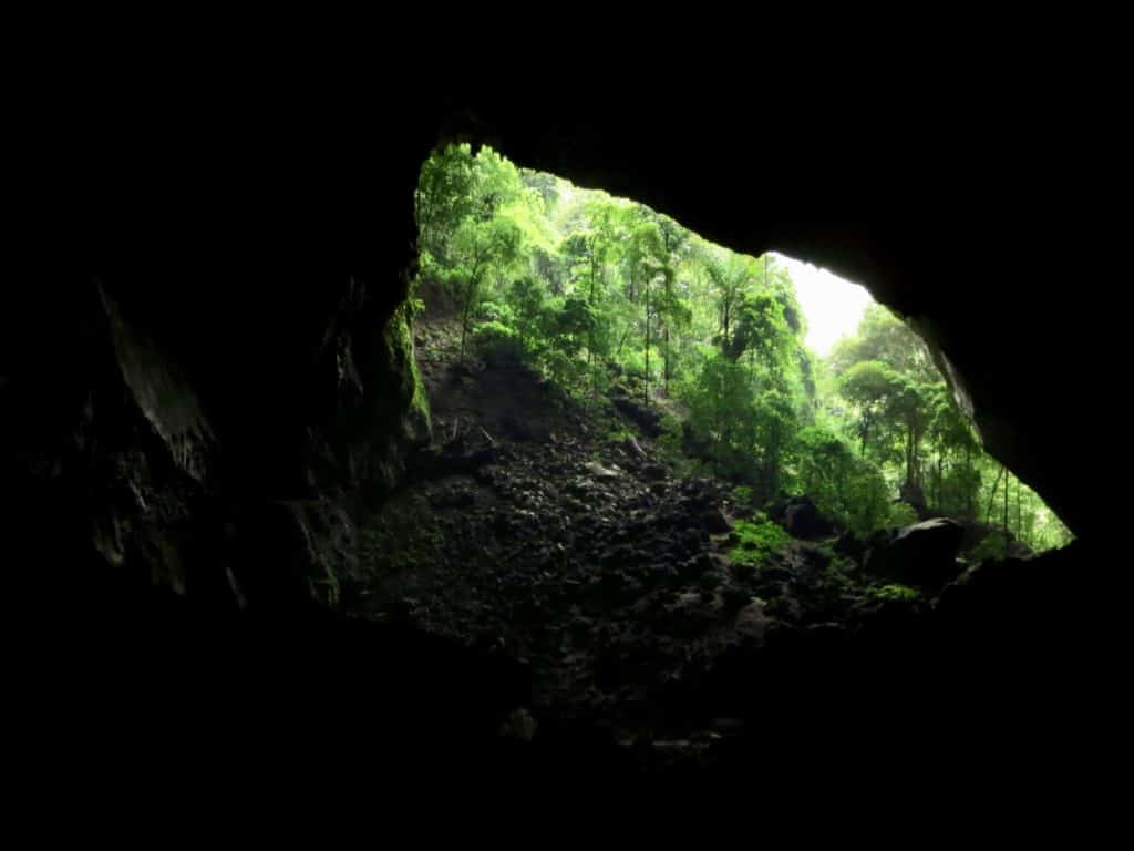 Looking out at the Garden of Eden from the end of Deer Cave in Mulu National Park