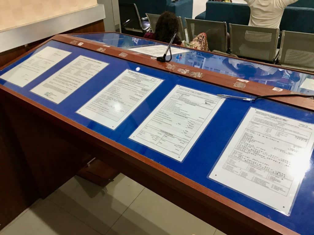 Example Indonesian visa extension application forms at Lombok immigration office in Mataram