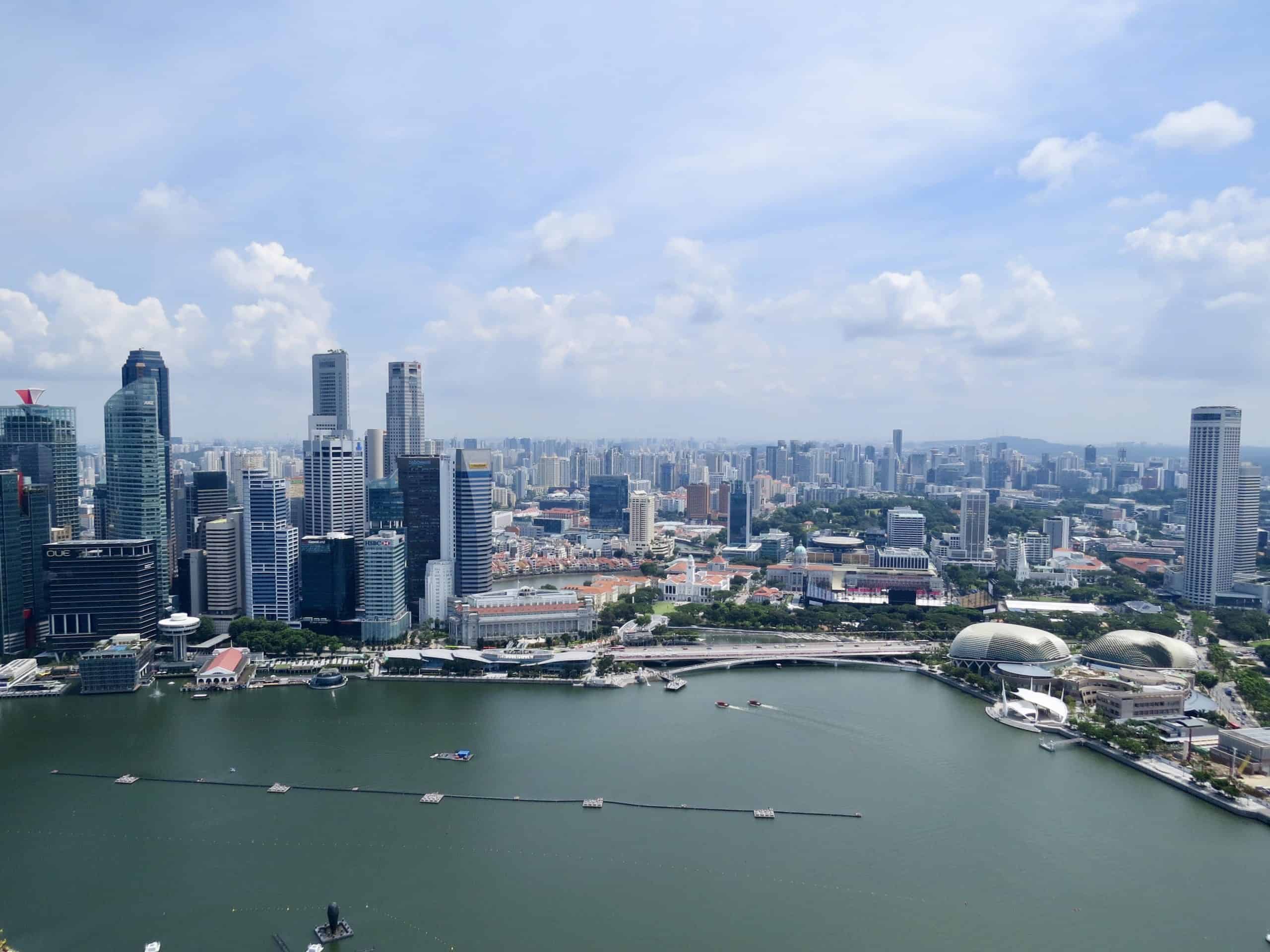Singapore skyline from the observation deck of Marina Bay Sands SkyPark