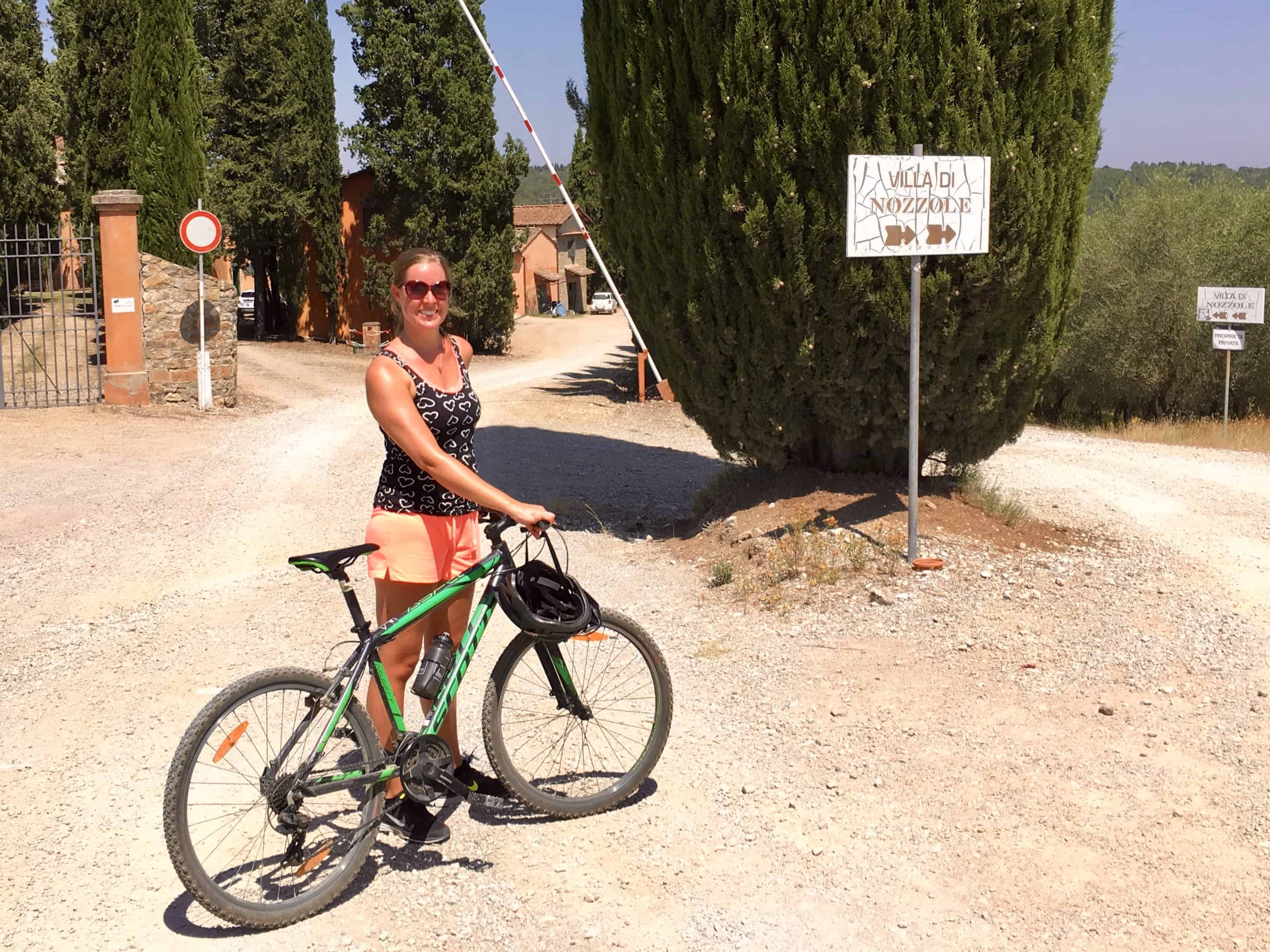Joannda biking in Tuscany - check transport options before traveling