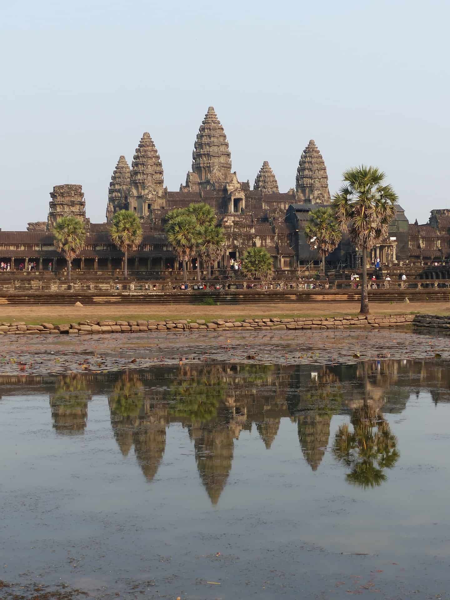 Angkor Wat viewed from across the pond at the main entrance