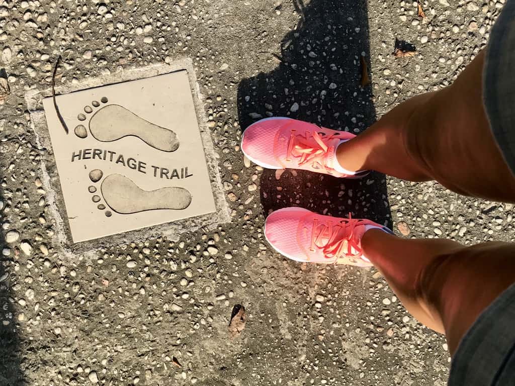 Footprints on sidewalk