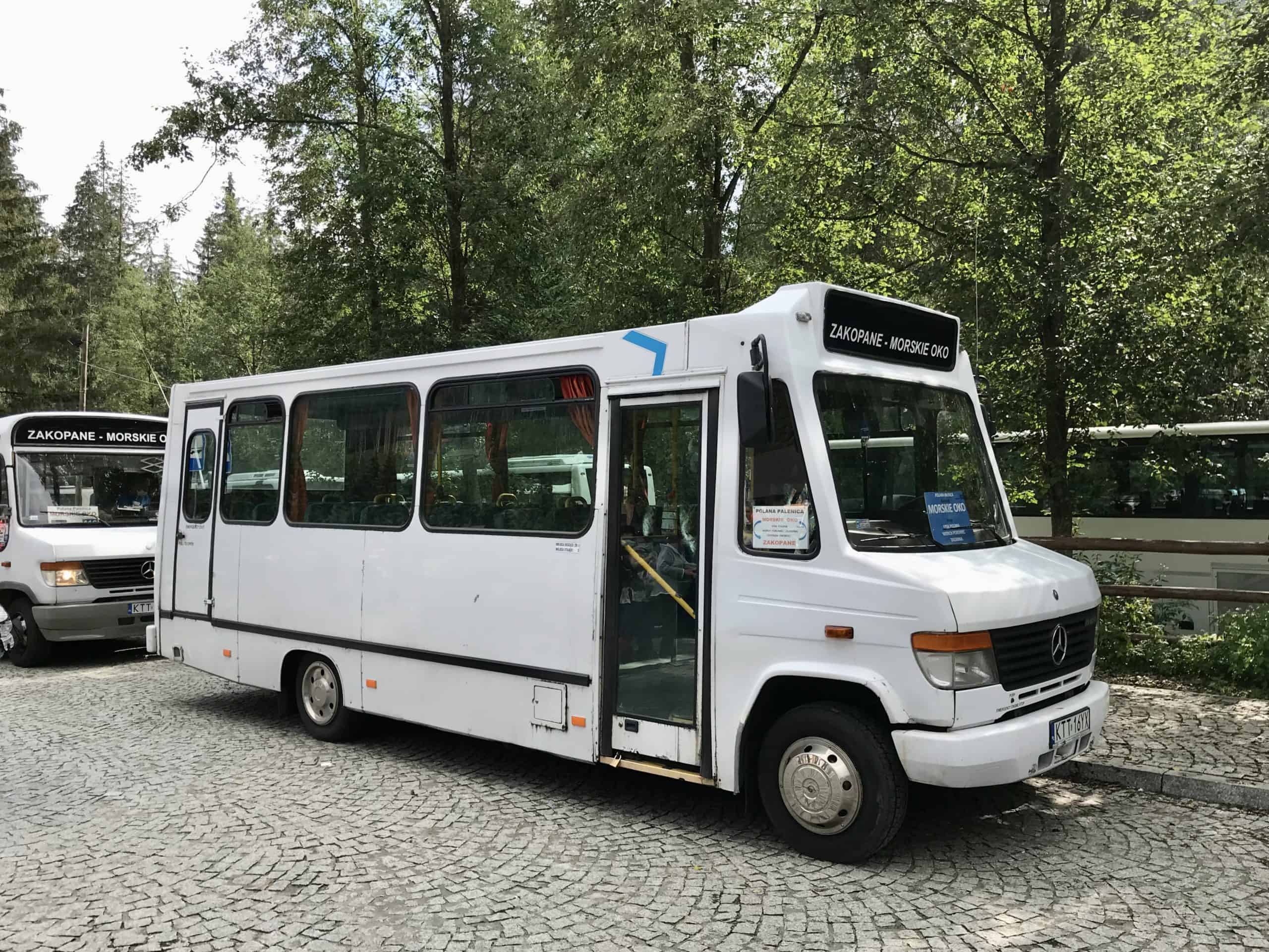 White mini buses will take you from Zakopane to the start of the Morskie Oko hike