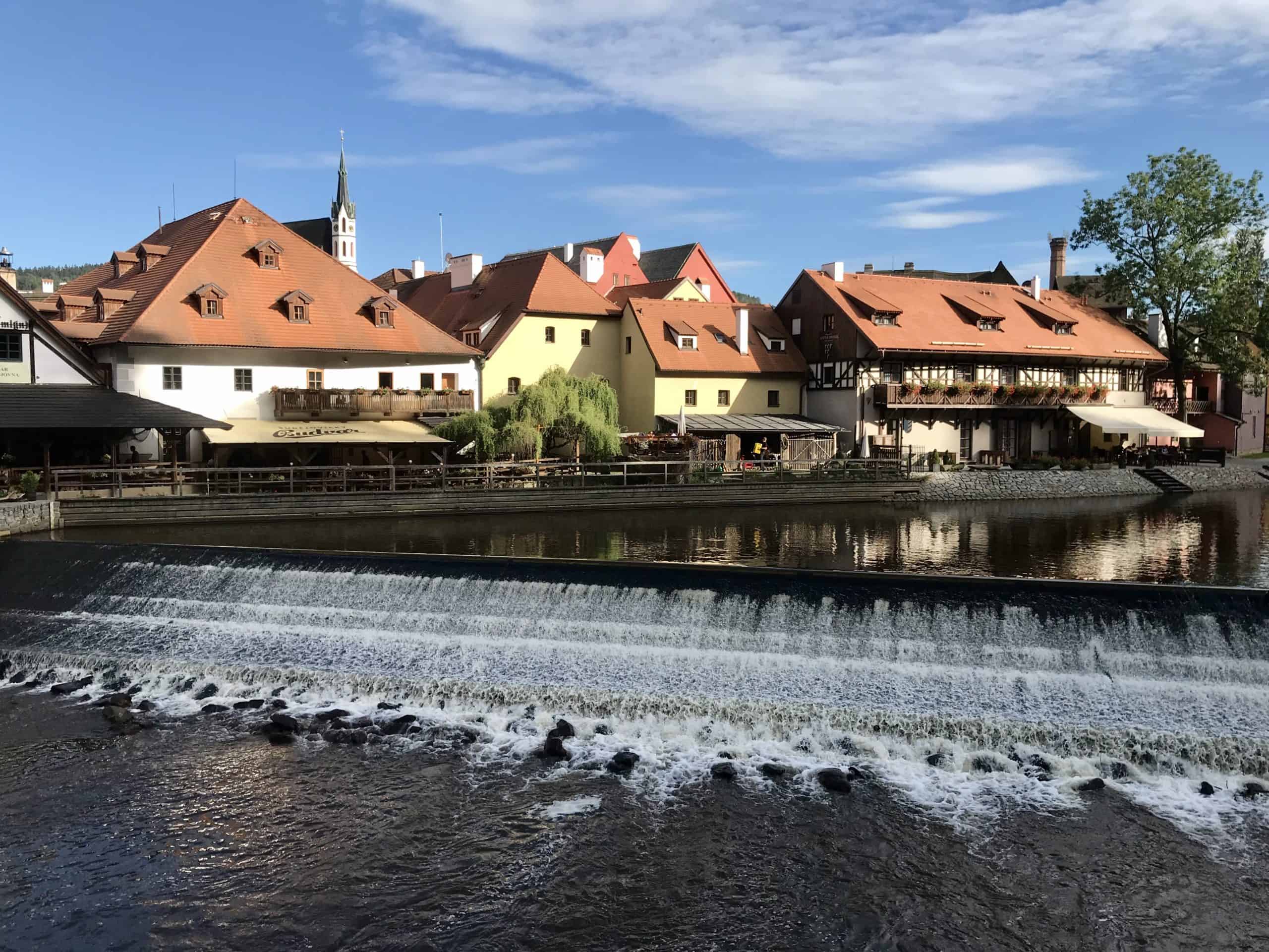There are some weirs to navigate if you go rafting in Český Krumlov