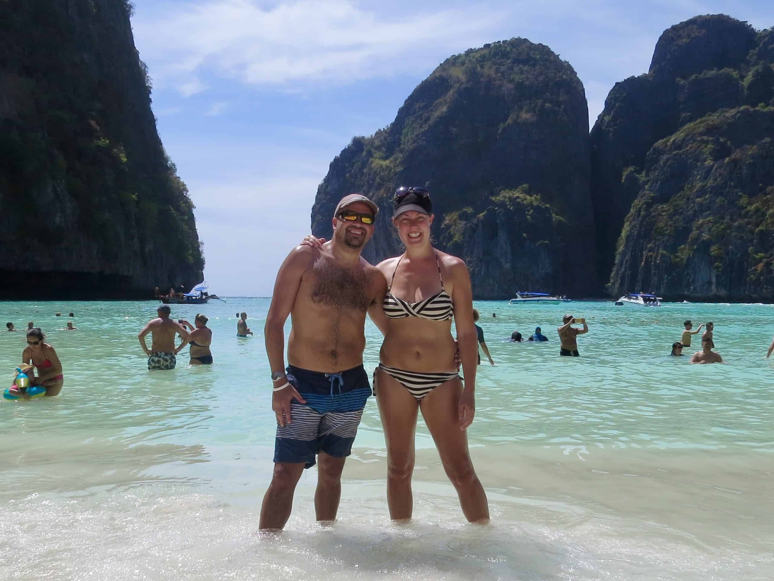 Omer and Joannda on Maya Bay on our Phi Phi Islands excursion from Khao Lak